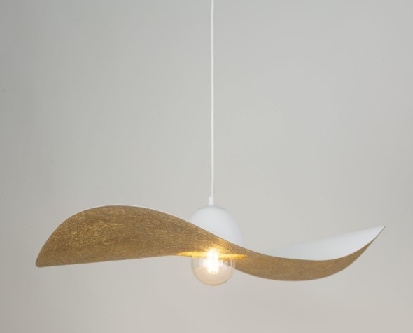 MODERN SINGLE-BULB PENDANT, STEEL WHITE-GOLD Ø76cm