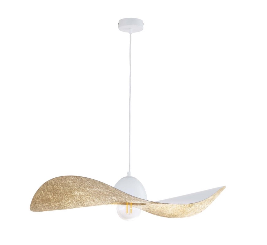 MODERN SINGLE-BULB PENDANT, STEEL WHITE-GOLD Ø76cm