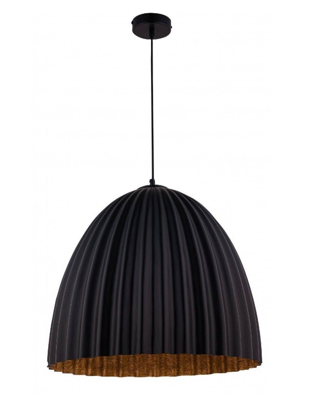 PLEATED STEEL DOME PENDANT BLACK-COPPER Ø50cm