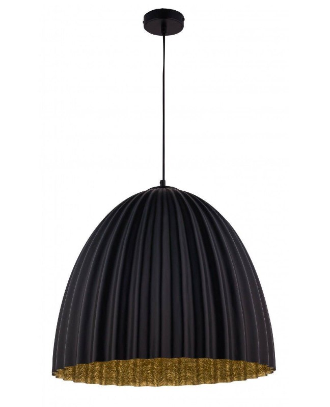 PLEATED STEEL DOME PENDANT BLACK-GOLD Ø50cm