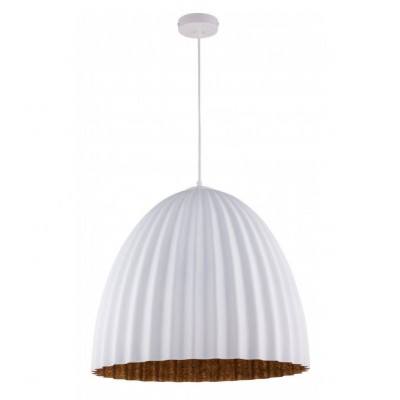 PLEATED STEEL DOME PENDANT WHITE-COPPER Ø50cm