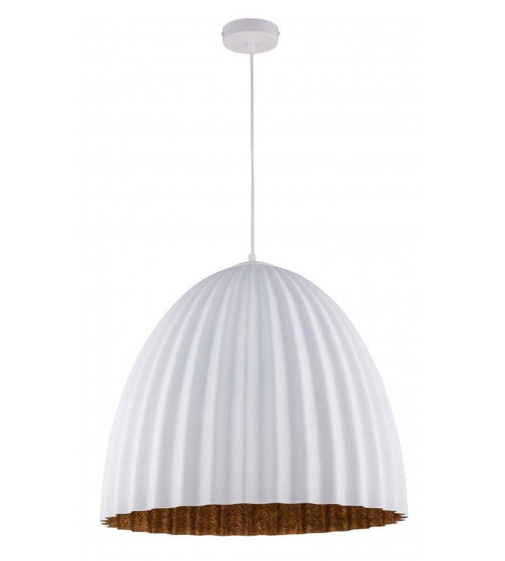 PLEATED STEEL DOME PENDANT WHITE-COPPER Ø50cm