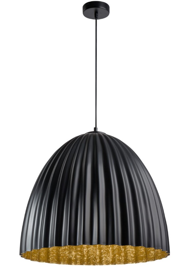 PLEATED STEEL DOME PENDANT BLACK-GOLD Ø70cm