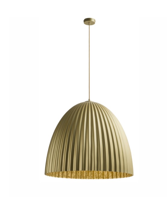 PLEATED STEEL DOME PENDANT GOLD Ø70cm