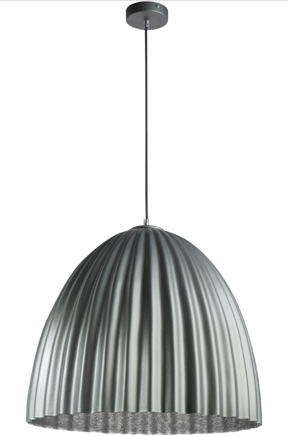 PLEATED STEEL DOME PENDANT SILVER Ø70cm