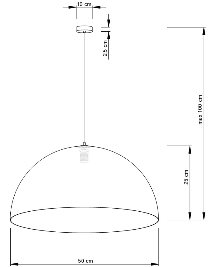 STEEL DOME PENDANT BLACK-GOLD Ø50cm