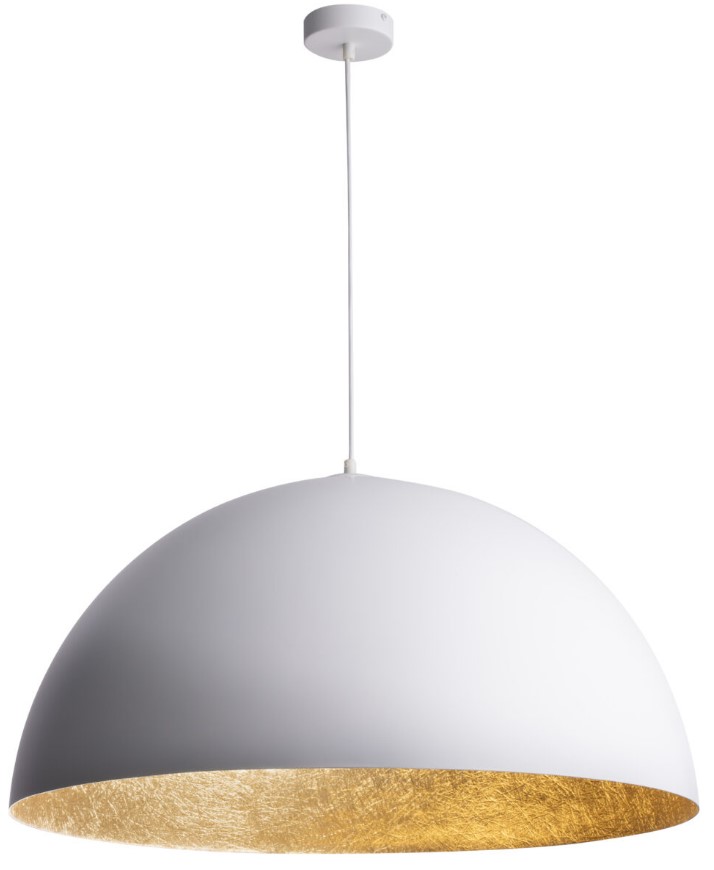 STEEL DOME PENDANT WHITE-GOLD Ø50cm