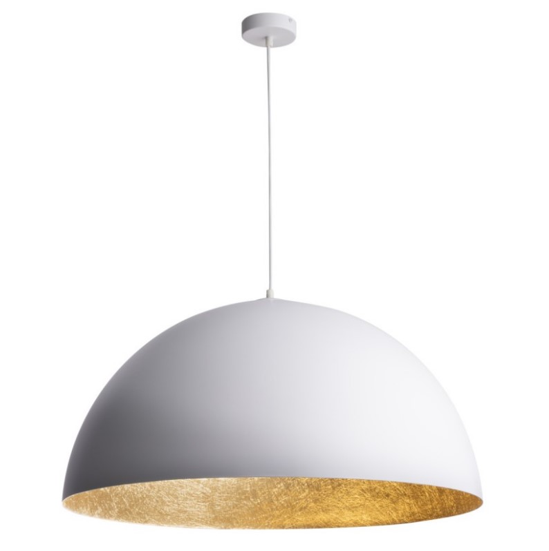 EXTRA LARGE STEEL DOME PENDANT WHITE-GOLD Ø90cm