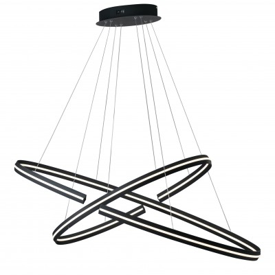 SOSPENSIONE LED CLARKE NERA 110W 6600LM 4000K 120X60CM+80X40CM