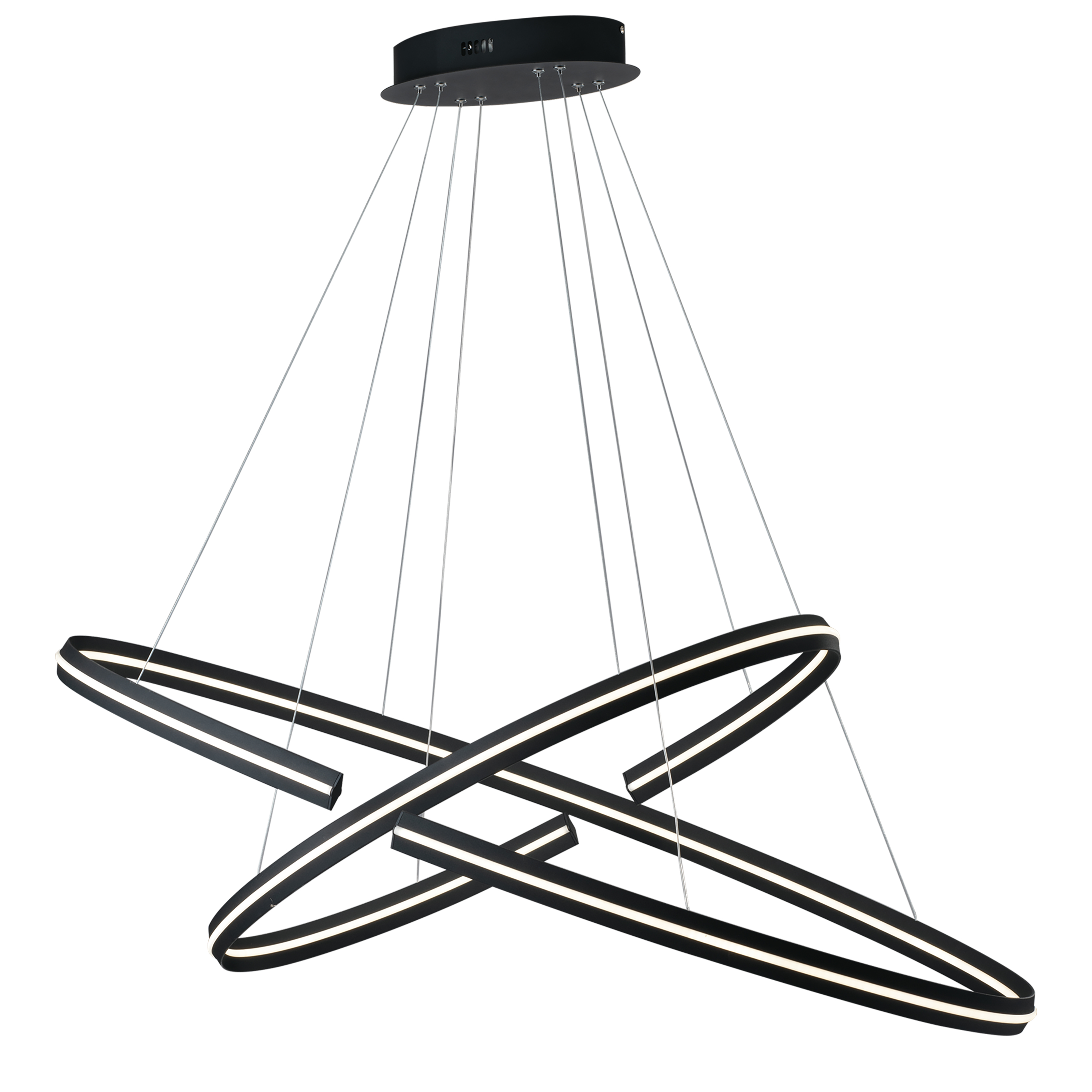 SOSPENSIONE LED CLARKE NERA 75W 4500LM 3000K 80X40CM+60X30CM