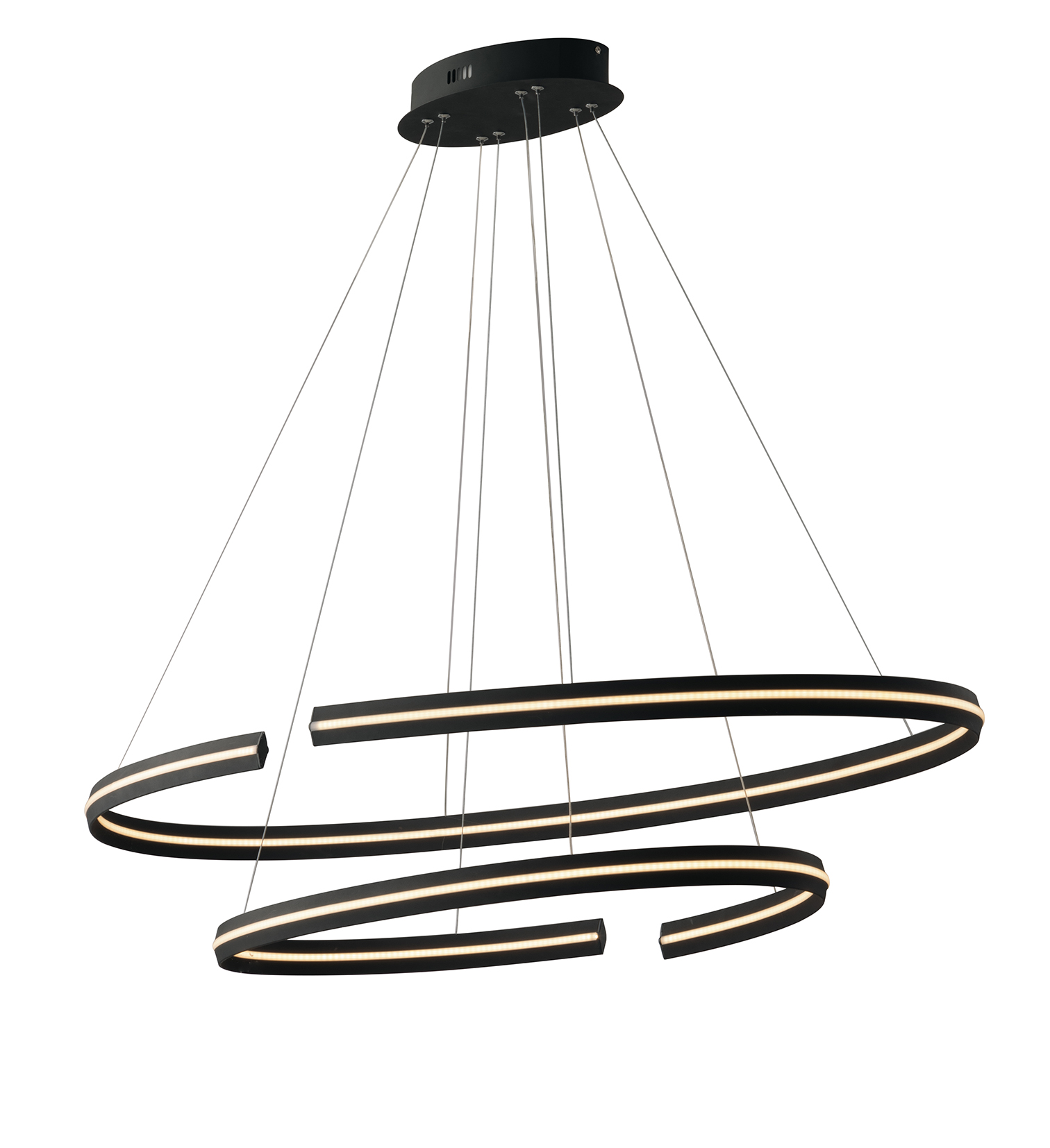 SOSPENSIONE LED CLARKE NERA 75W 4500LM 3000K 80X40CM+60X30CM