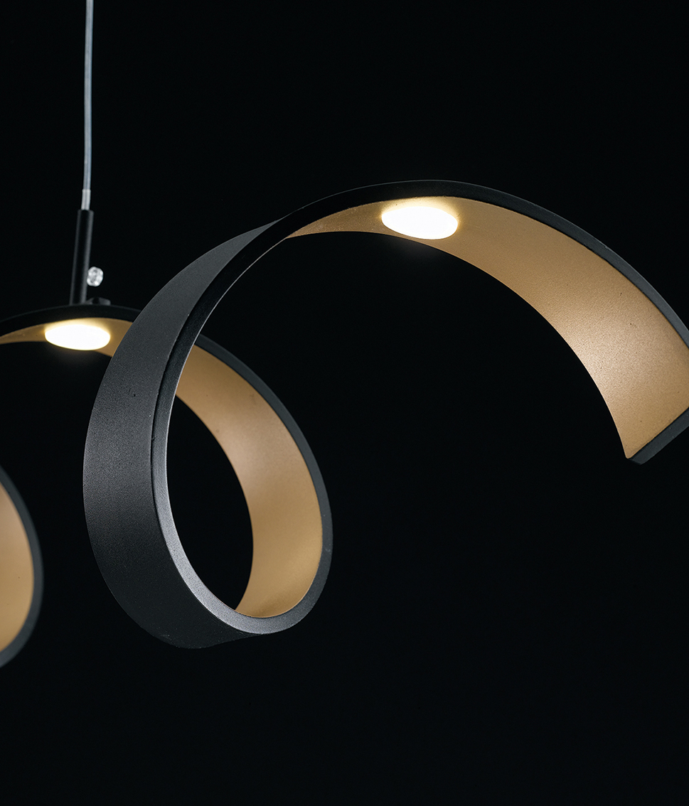 SOSPENSIONE LED HELIX NERA/ORO 30W 2520LM 4000K 125X13,5CM