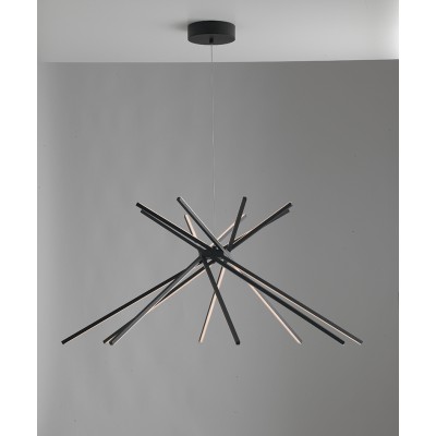 SOSPENSIONE LED SHANGHAI NERA 54W 6560LM 3000K 113X51,5CM