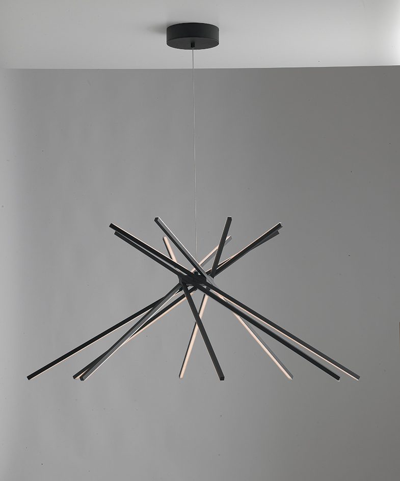 SOSPENSIONE LED SHANGHAI NERA 54W 2370LM 4000K 113X51,5CM