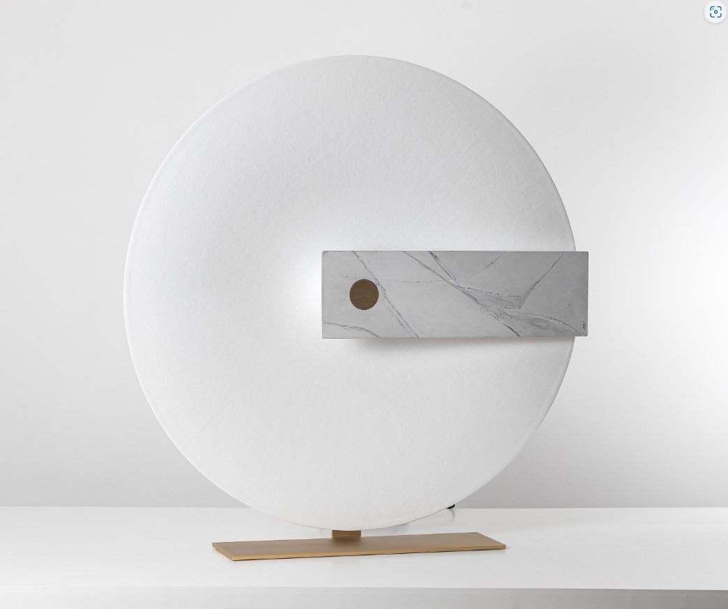STATEMENT REFLECTIVE FLOOR LAMP WHITE MARBLE Ø110cm HANDMADE IN ITALY