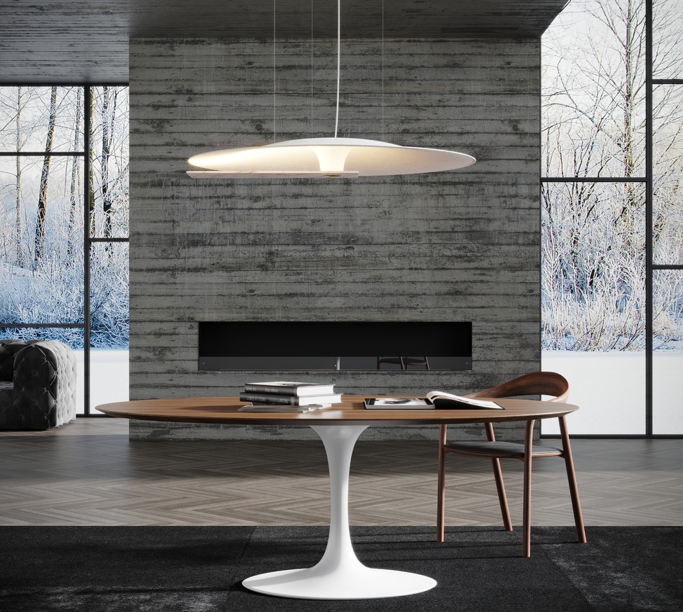 STATEMENT REFLECTIVE PENDANT WHITE MARBLE Ø110cm HANDMADE IN ITALY