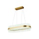 SUSPENDED LED OVAL BRUSHED GOLD BRONZE-GLASS CRYSTALS  L:80cm
