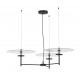 3LIGHT SUSPENDED LED FIXTURE BLACK METAL-TEXTURED GLASS Ø80cm HANDMADE IN ITALY