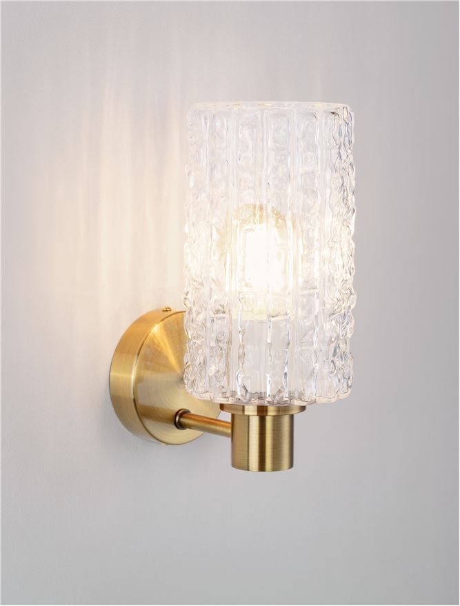 ΑΠΛΙΚΑ ΤΟΙΧΟΥ Brass Gold Metal & Clear Structured Glass