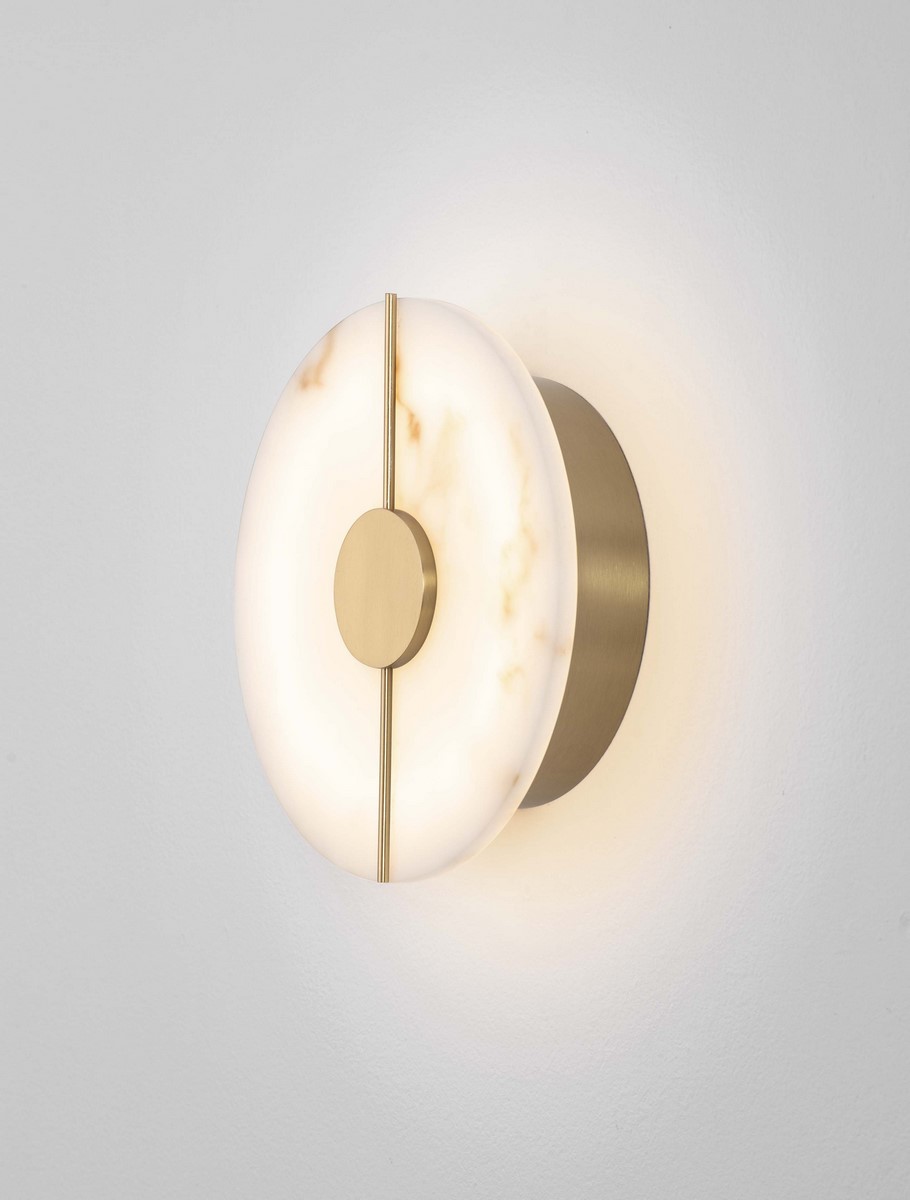 ΑΠΛΙΚΑ ΣΤΡΟΓΓΥΛΗ  Brass Gold Steel, Aluminium & Imitated Marble D:20cm