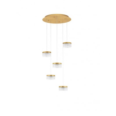ΚΡΕΜΑΣΤΟ 5ΦΩΤΟ LED ΑΠΟ ΑΚΡΥΛΙΚΟ ΣΩΜΑ ΣΕ BRASS GOLD