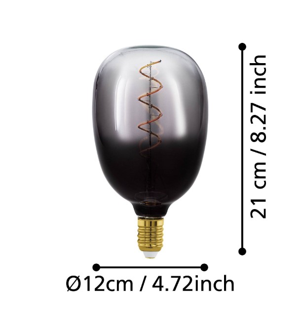 DECORATIVE GRADIENT GREY BULB E27 Ø12cm