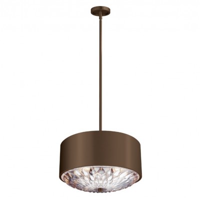 4-BULB PENDANT/SEMI-FLUSH DARK AGED BRASS-PRESSED GLASS Ø50cm USA