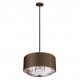 4-BULB PENDANT/SEMI-FLUSH DARK AGED BRASS-PRESSED GLASS Ø50cm USA