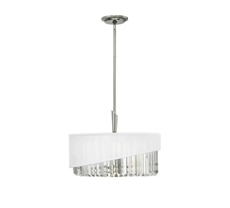 3-LIGHT WHITE ORGANZA AND CRYSTALS PENDANT USA