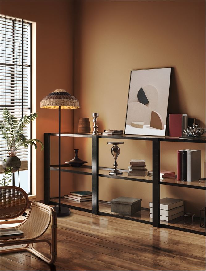VINTAGE ΦΩΤΙΣΤΙΚΟ ΔΑΠΕΔΟΥ Natural Rattan Black Brown