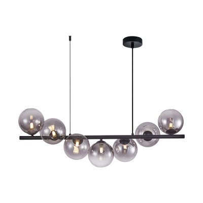 PENDANT LINEAR 7-LIGHT METAL&GLASS BLACK-FUME