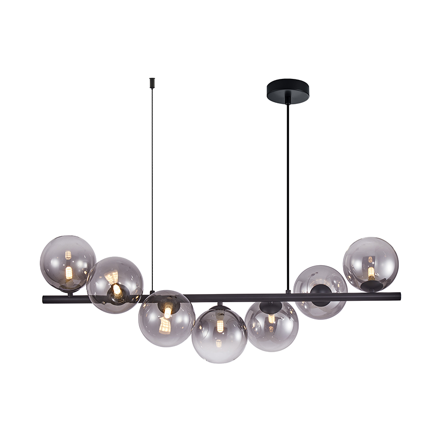 PENDANT LINEAR 7-LIGHT METAL&GLASS BLACK-FUME