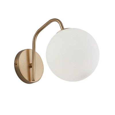 WALL SCONCE WITH BENT ARM AND OPAL GLASS D:150mm H:200mm