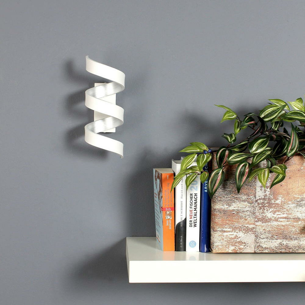 APPLIQUE LED HELIX BIANCO/SILVER 9W 720LM 4000K 10X26X13,5CM