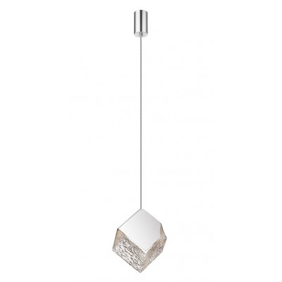 CUBIC PENDANT CHROME-TEXTURED GLASS