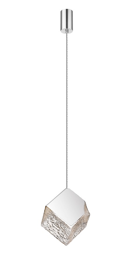 CUBIC PENDANT CHROME-TEXTURED GLASS
