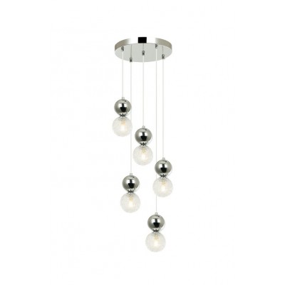 5-LIGHT FIXTURE CHROME-TEXTURED GLASS