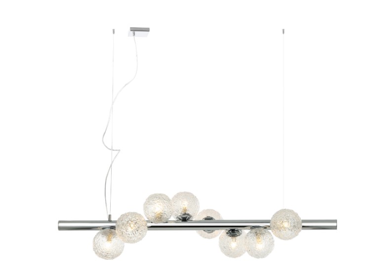 8-LIGHT FIXTURE TEXTURED GLASS-CHROME L:00cm