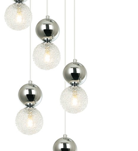 5-LIGHT FIXTURE CHROME-TEXTURED GLASS
