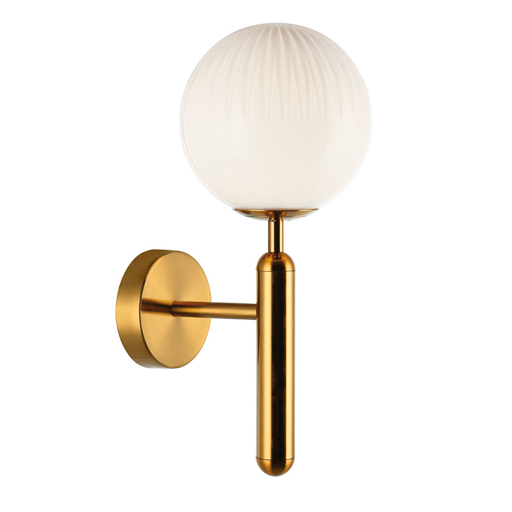 GOLDEN WALL SCONCE WITH ETCHED OPAL GLASS  D:150mm H:350mm