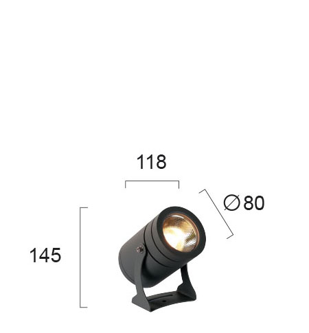 ΠΡΟΒΟΛΕΑΣ LED ALUMINIUM ΑΝΘΡΑΚΙ D 80 MM