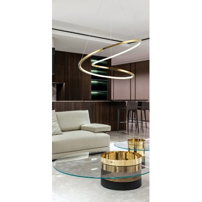 GOLD LED TWIST PENDANT D:600mm H:1200mm