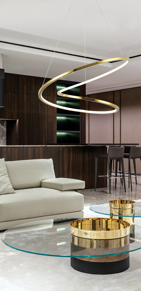 GOLD LED TWIST PENDANT D:600mm H:1200mm