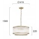 MATTE GOLD CHANDELIER WITH GLASS D:415mm H:1500mm