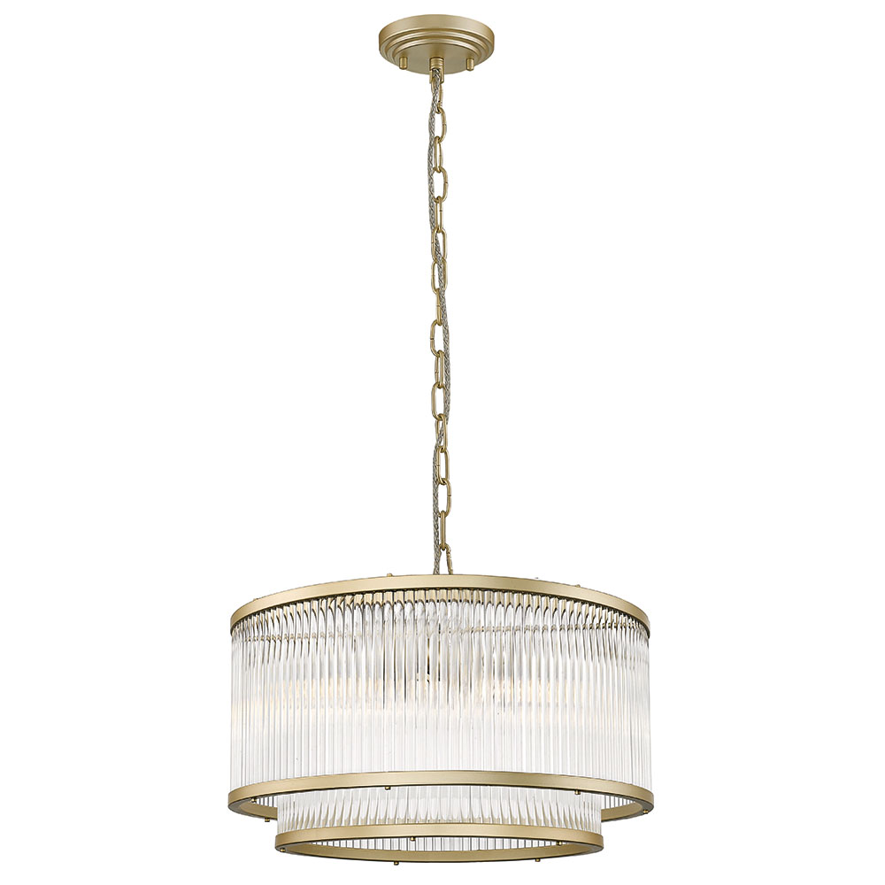 MATTE GOLD CHANDELIER WITH GLASS D:415mm H:1500mm