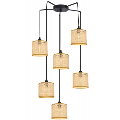 PENDANT COMPOSITION WITH NATURAL RATTAN SHADES H:1500mm