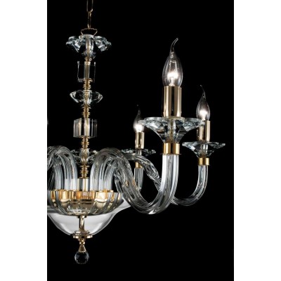 ΚΡΕΜΑΣΤΟ 6/ΦΩΤΟ ΠΟΛΥΕΛΑΙΟΣ HANDMADE CLEAR GLASS AND METAL GOLD ELEMENTS D 72 CM