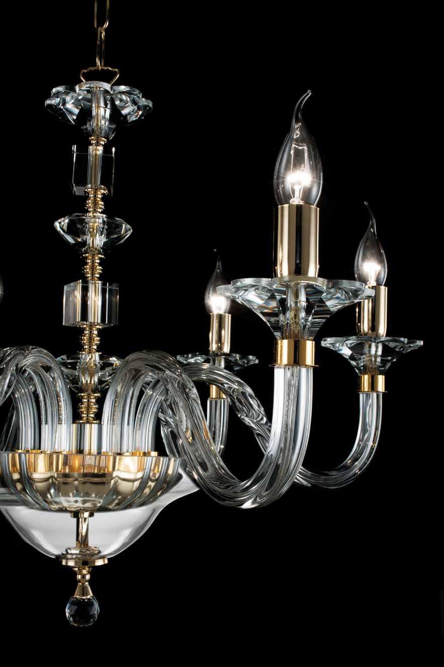 ΚΡΕΜΑΣΤΟ 6/ΦΩΤΟ ΠΟΛΥΕΛΑΙΟΣ HANDMADE CLEAR GLASS AND METAL GOLD ELEMENTS D 72 CM