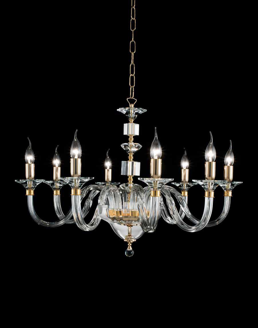 ΚΡΕΜΑΣΤΟ 8/ΦΩΤΟ ΠΟΛΥΕΛΑΙΟΣ HANDMADE CLEAR GLASS AND METAL GOLD ELEMENTS D 82 CM