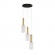 ΚΡΕΜΑΣΤΟ 3ΦΩΤΟ Brass Gold & Black Metal Clear Structured Glass